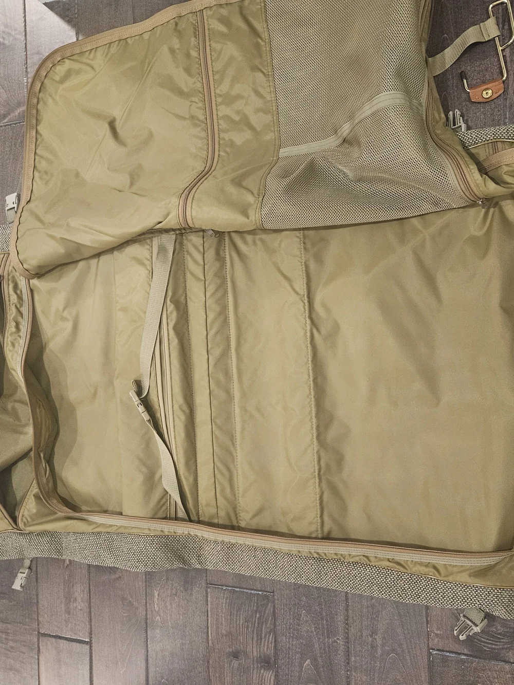 Men's Vintage Hartman Tweed Travel Garment Bag with Tan Leather Trim